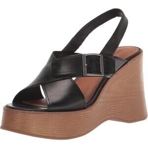 Lucky Brand Women's Delaynee Platform Wedge Sandal Black Sz 9.5 New Without Box